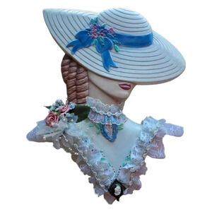 Ocean State 755 Southern Belle Woman Wall Plaque Vintage Ceramic Mold Rare